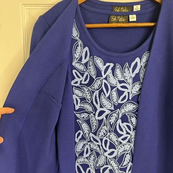Bob Mackie Wearable Art Blue Embroidered Tank And Cardigan Matching Set Size XS - Picture 6 of 16